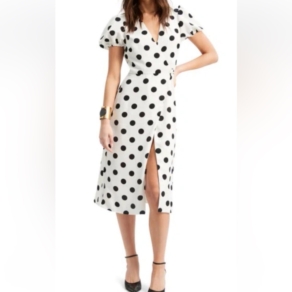 Bardot Polka Dot Midi Dress